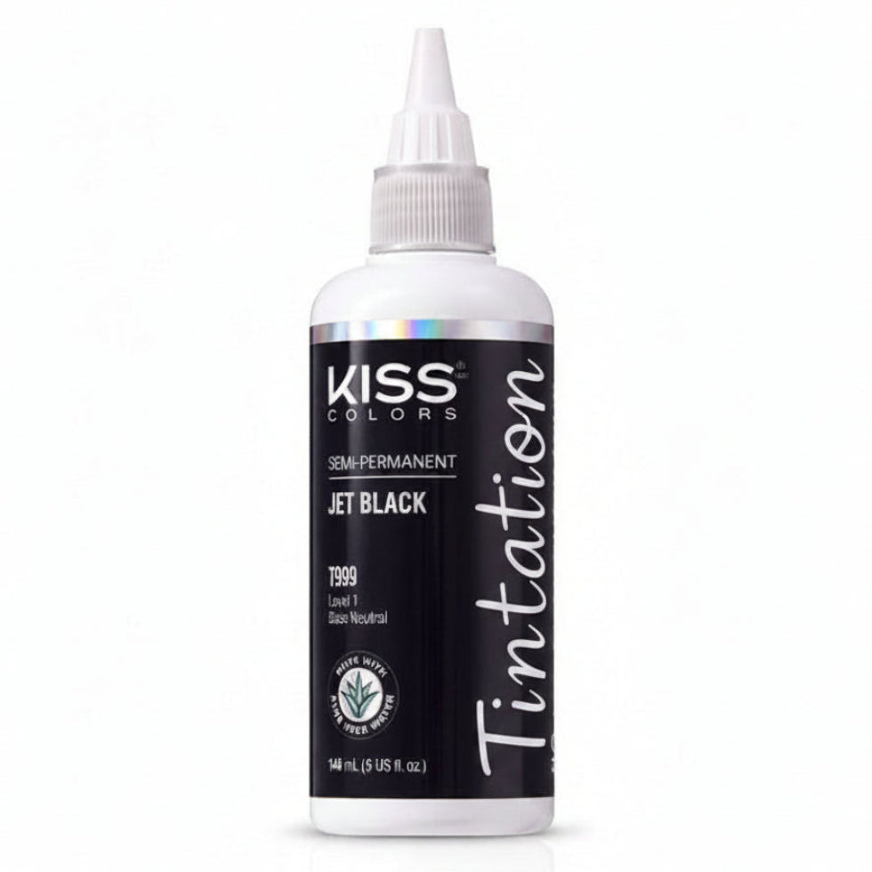 kiss colors tintation semi permanent hair color t999 jet black 148ml vibrant shine ammonia free conditioning black hair dye bottle product