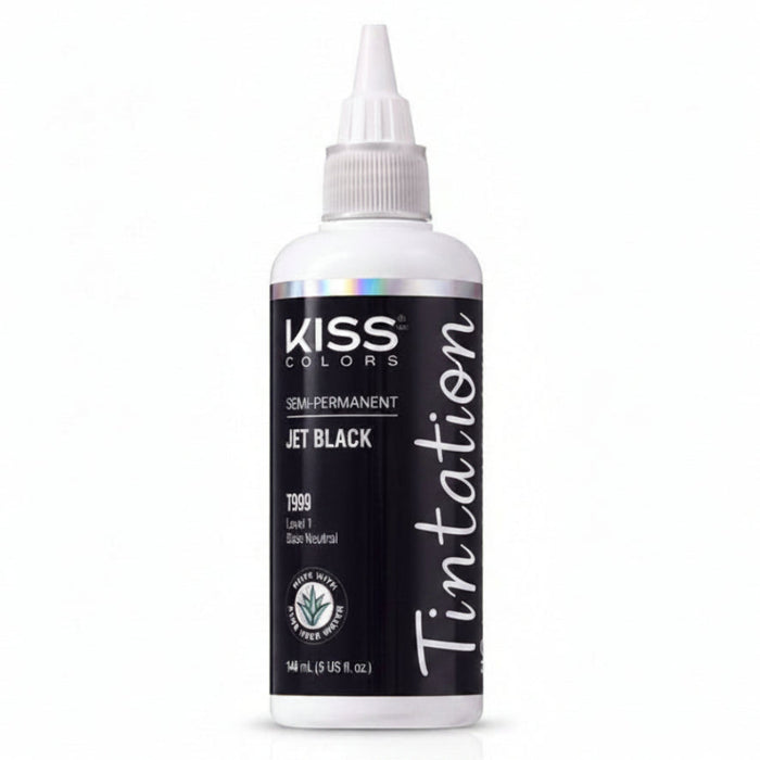 kiss colors tintation semi permanent hair color t999 jet black 148ml vibrant shine ammonia free conditioning black hair dye bottle product