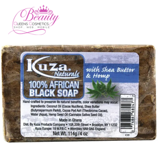 Kuza 100% African Black Soap with Shea Butter & HEMP 4oz | Nourish & Revitalize Skin