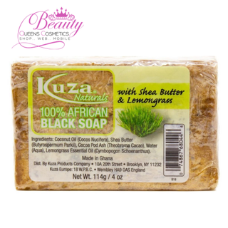 Kuza African Black Soap Shea Butter & Lemongrass 4oz | Cleanse & Glow