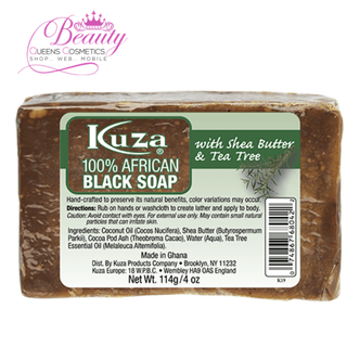 Kuza African Black Soap with Shea Butter & Tea Tree 4oz | Deep Cleanse