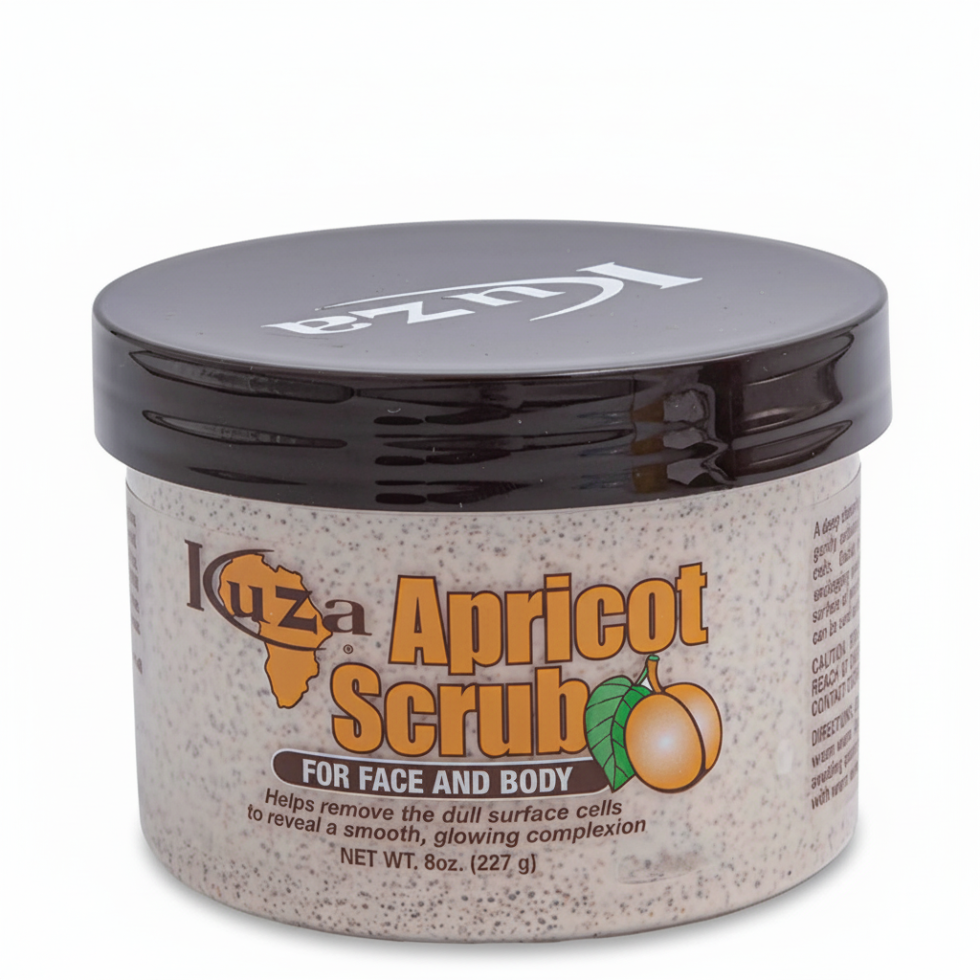 kuza apricot scrub for face and body gentle exfoliation smooth bright hydrated skin care scrub