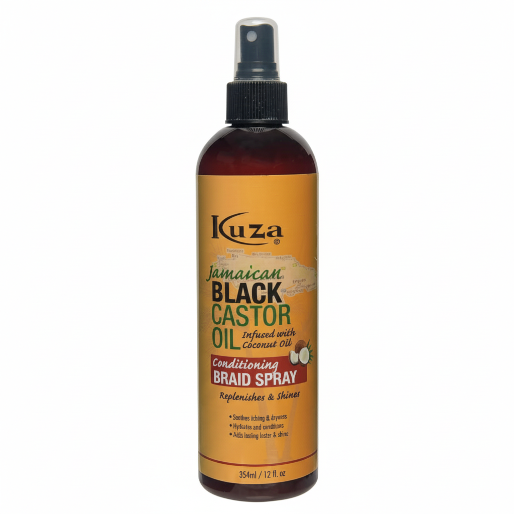 Kuza Jamaican Black Castor Oil Conditioning Braid Spray 2oz & 12oz | Hydrate & Strengthen