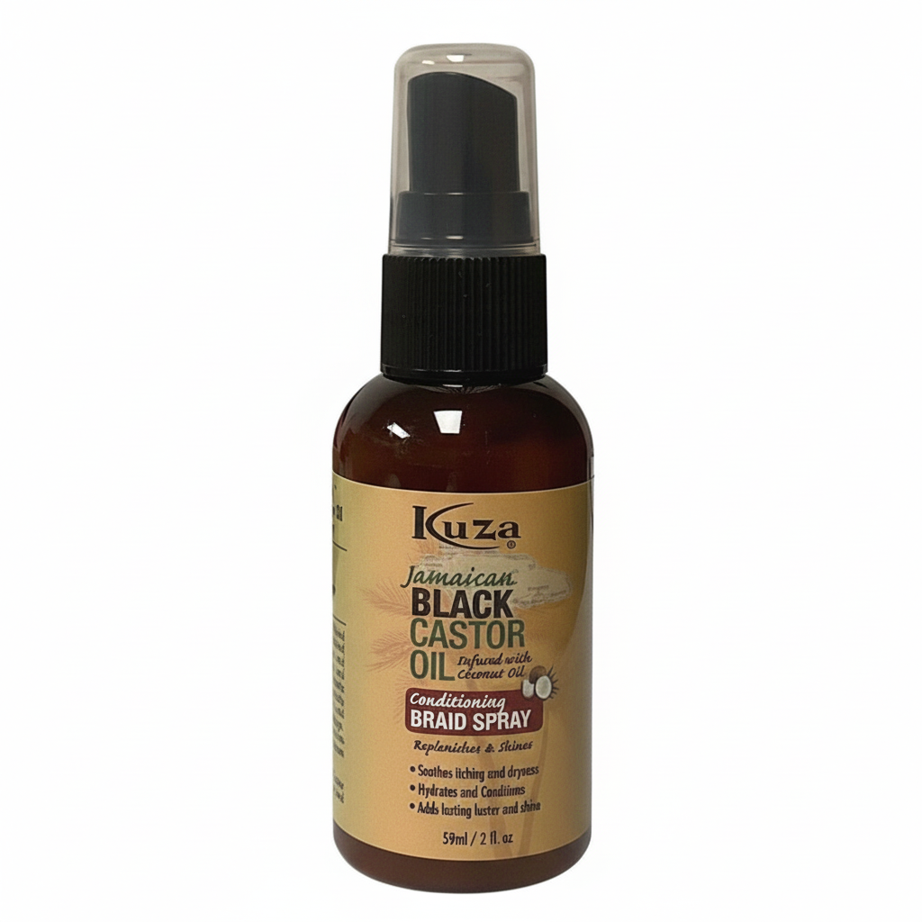 Kuza Jamaican Black Castor Oil Conditioning Braid Spray 2oz & 12oz | Hydrate & Strengthen
