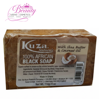Kuza Naturals African Black Soap Shea Butter & Coconut Oil 4oz | Clear Skin