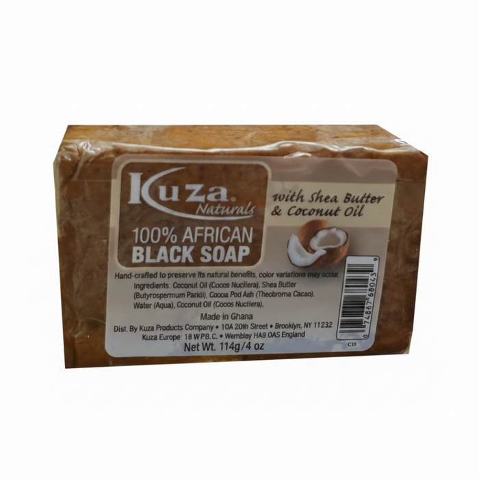 Kuza African Black Soap Shea Butter & Coconut Oil | Clear Skin Care 4oz