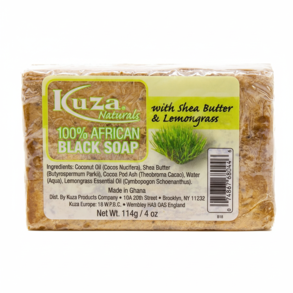 Kuza african black soap shea butter lemongrass cleanse glow brightening natural skin care soap