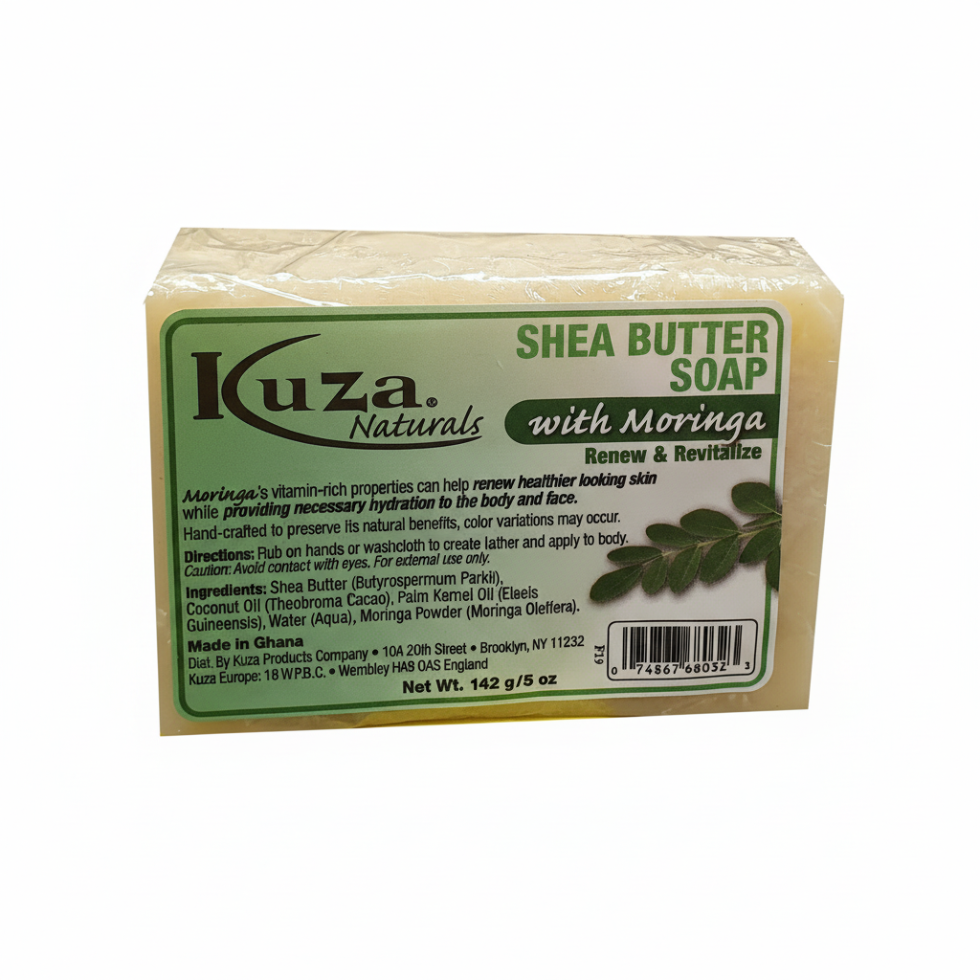 Kuza african black soap shea butter moringa 142g glow skin cleansing nourishing natural soap for radiant skin