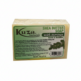 Kuza african black soap shea butter moringa 142g glow skin cleansing nourishing natural soap for radiant skin