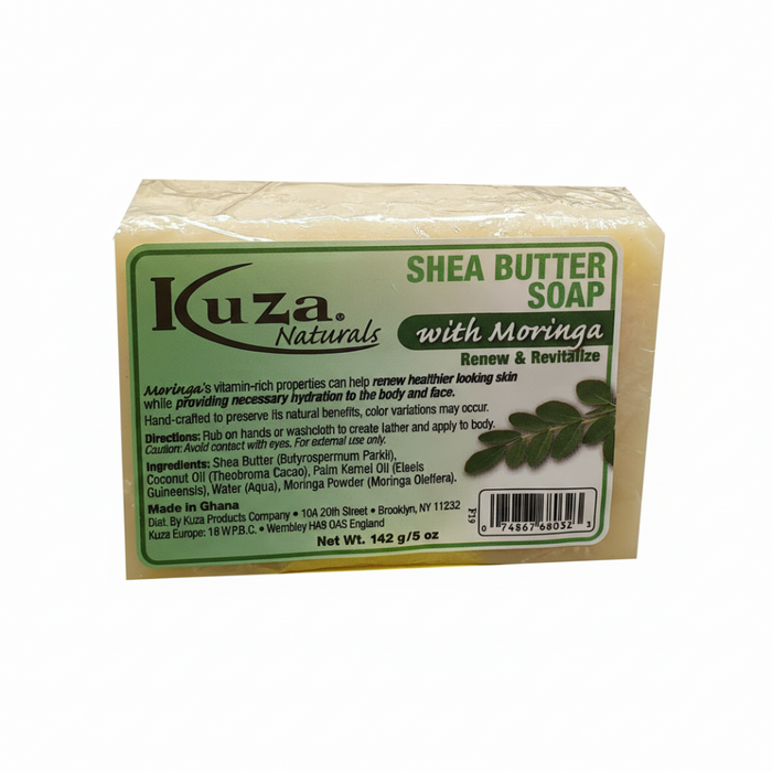 Kuza African Black Soap Shea Butter & Moringa | Glow Skin Cleansing Soap 142g