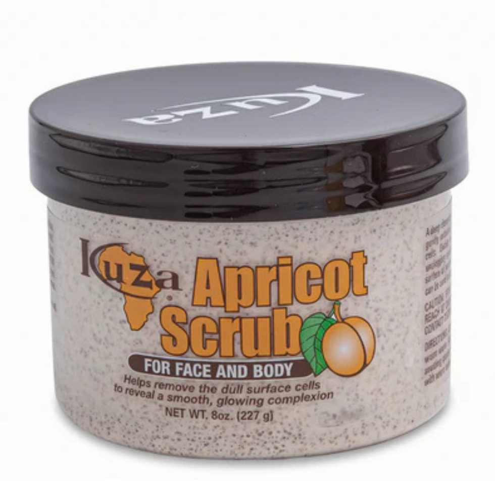 kuza apricot scrub for face and body gentle exfoliation smooth bright hydrated skin care scrub