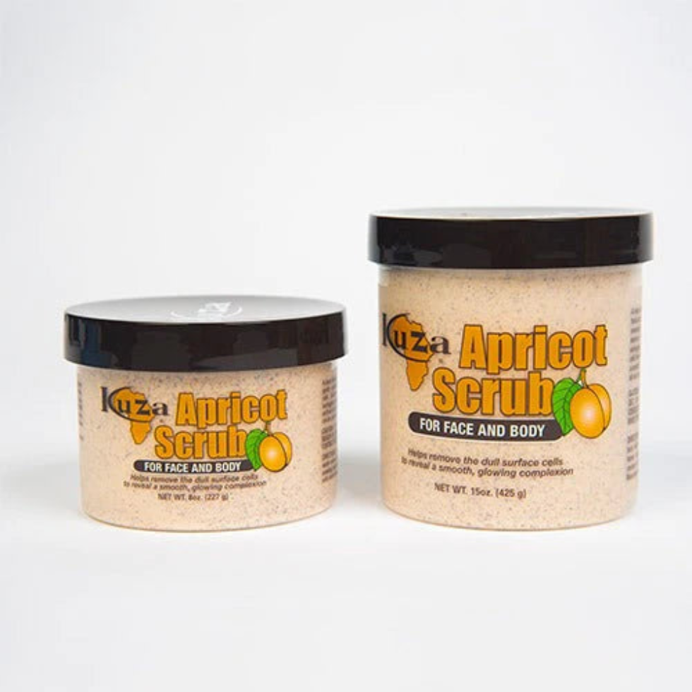 kuza apricot scrub for face and body gentle exfoliation smooth bright hydrated skin care scrub
