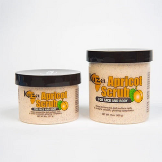 kuza apricot scrub for face and body gentle exfoliation smooth bright hydrated skin care scrub