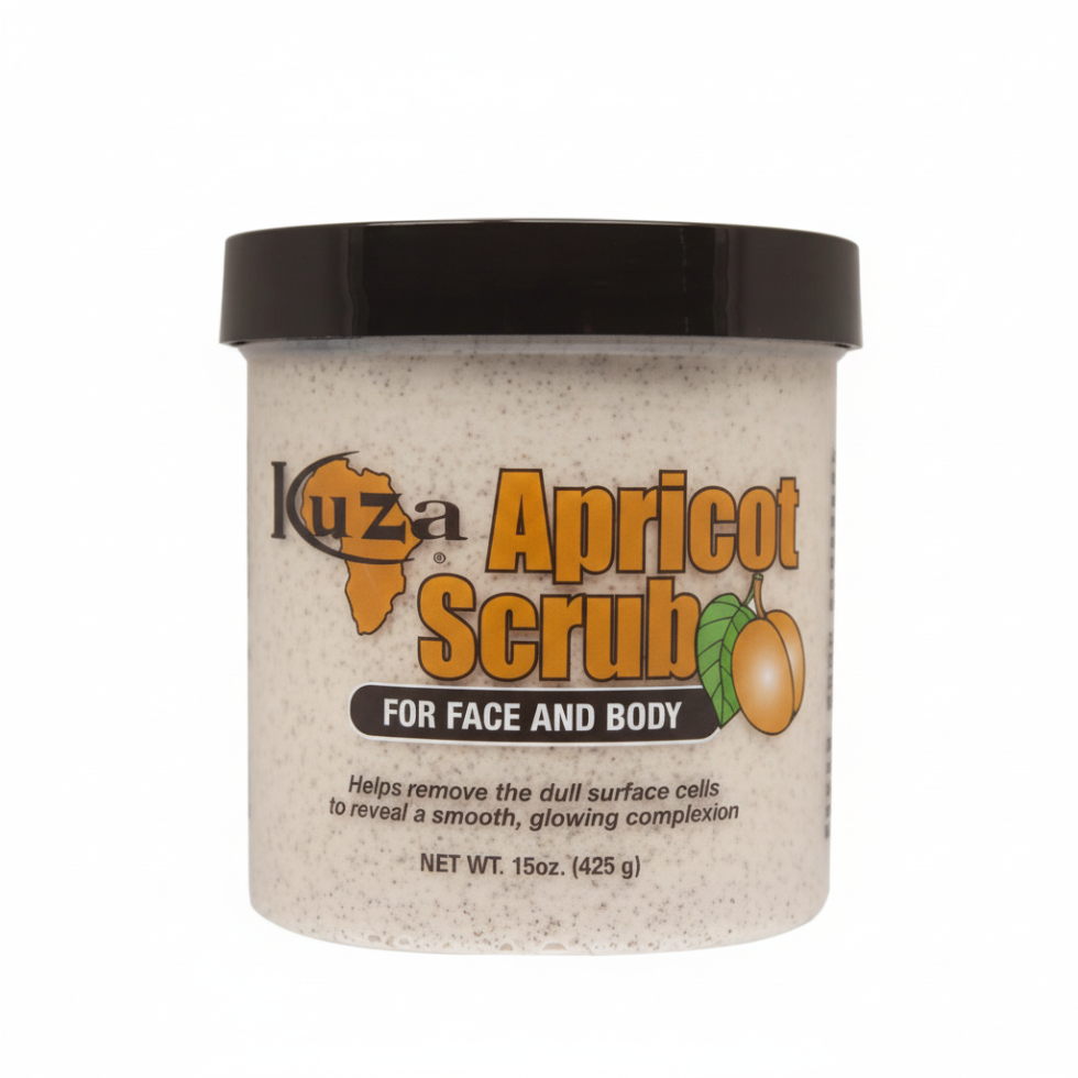 kuza apricot scrub for face and body gentle exfoliation smooth bright hydrated skin care scrub