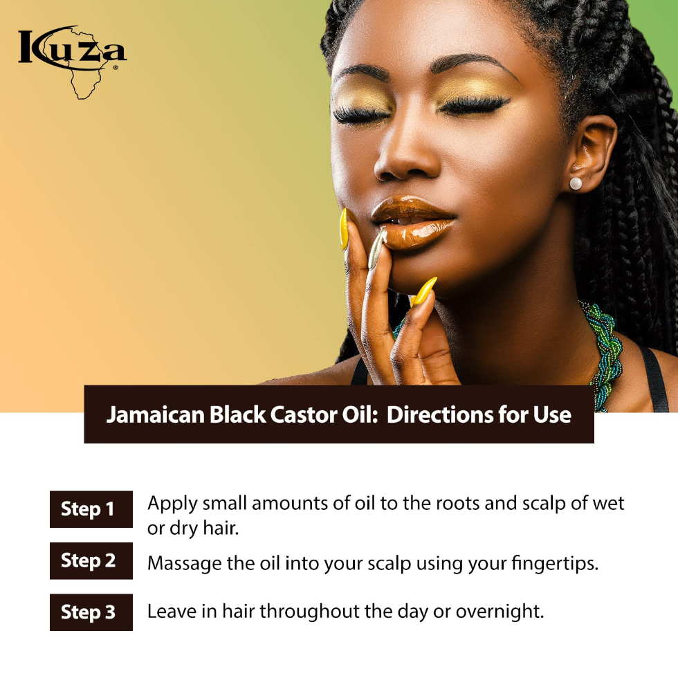 kuza jamaican black castor and flaxseed oil for hair and skin nourishment and moisture