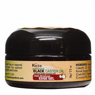 kuza anti breakage edge gel with jamaican black castor oil for sleek controlled edges and frizz free styling