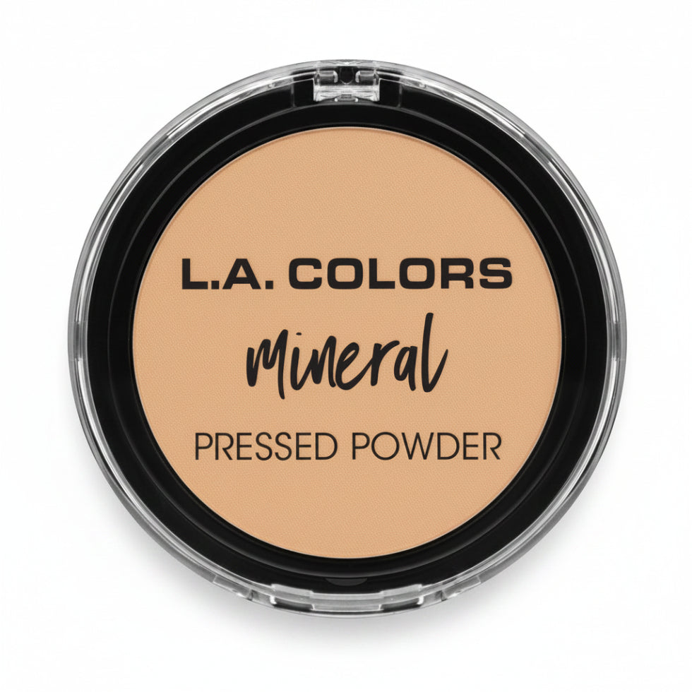 la colors mineral pressed powder cm374 medium beige smooth matte lightweight talc free face powder natural finish compact makeup product