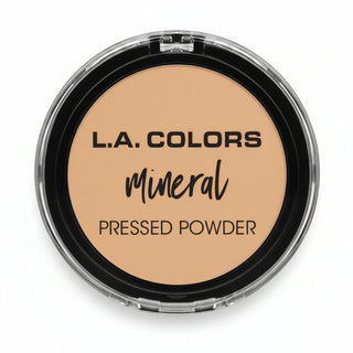 la colors mineral pressed powder cm374 medium beige smooth matte lightweight talc free face powder natural finish compact makeup product