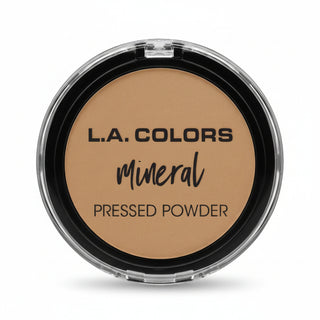 la colors mineral pressed powder cm378 warm caramel smooth matte lightweight talc free face powder natural finish compact makeup product