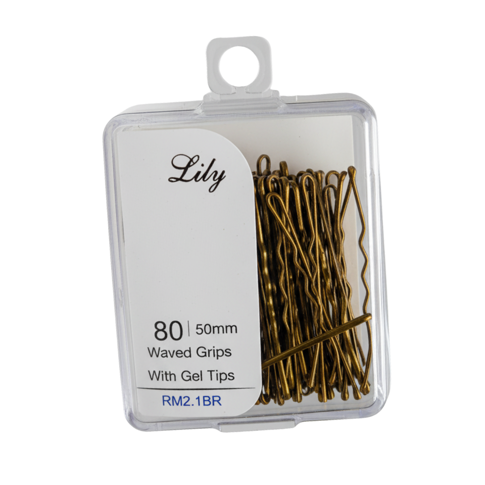 LILY 30mm wavy hair grips with gel tips 80pcs salon styling pins compact strong hold hair accessories
