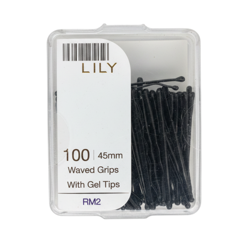 LILY 45mm wavy hair grips with gel tips 100pcs strong salon styling pins for secure comfortable hair styling