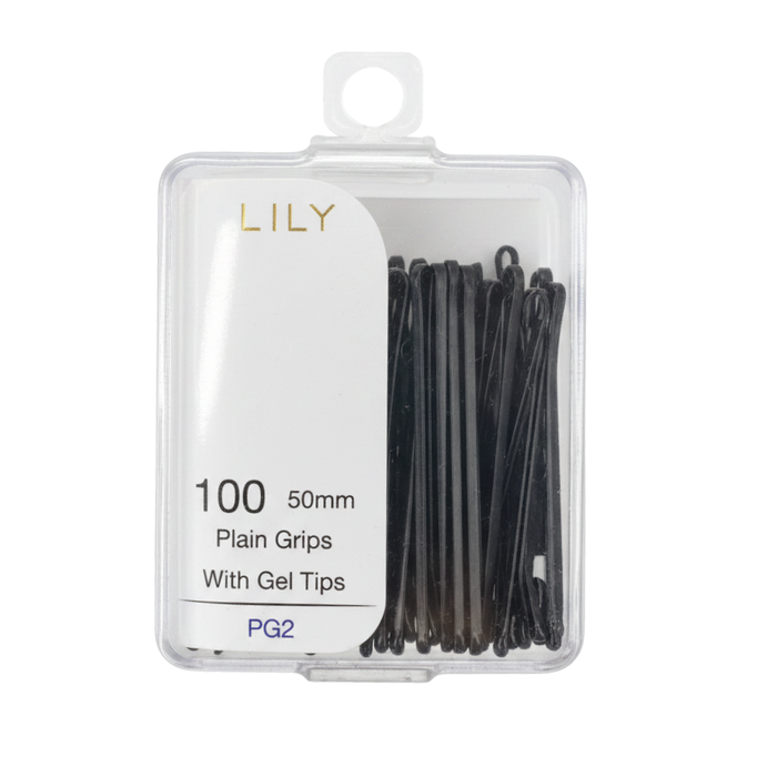 LILY 50mm Plain Hair Grips Gel Tips 100PCS | Soft Hold Salon Pins