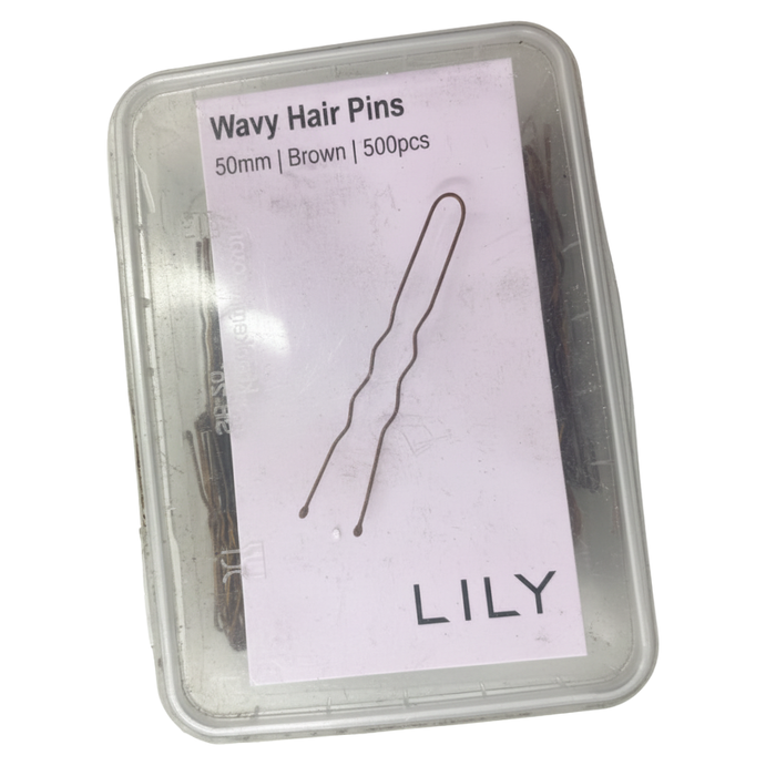 LILY 50mm Wavy Brown Hair Grips 500PCS | Strong Hold Salon Styling Pins