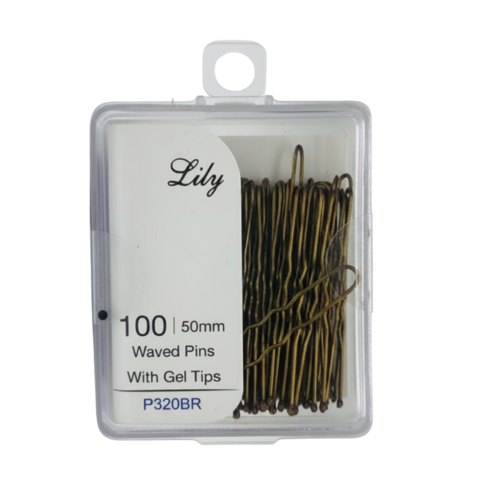 LILY 50mm wavy hair pins with gel tips 100pcs salon styling pins strong hold comfortable grip