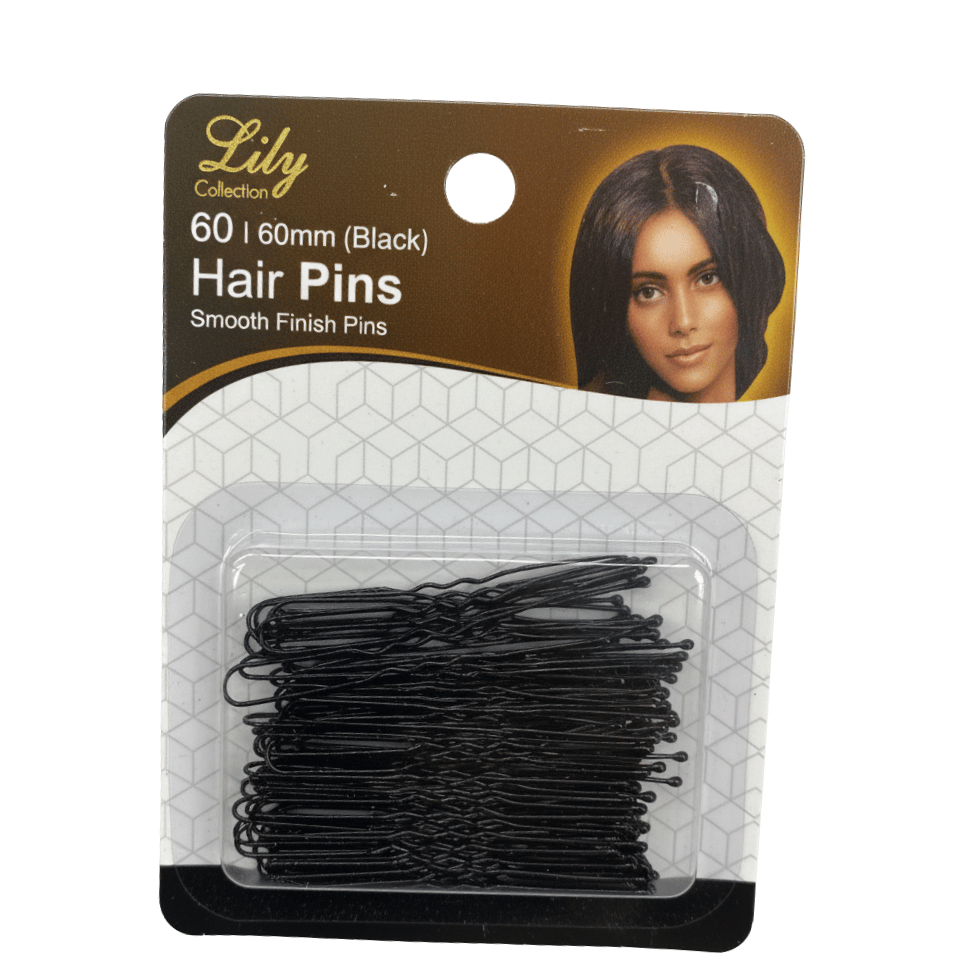 LILY 60mm black hair pins 60pcs salon bobby pins smooth finish for strong hold hair styling