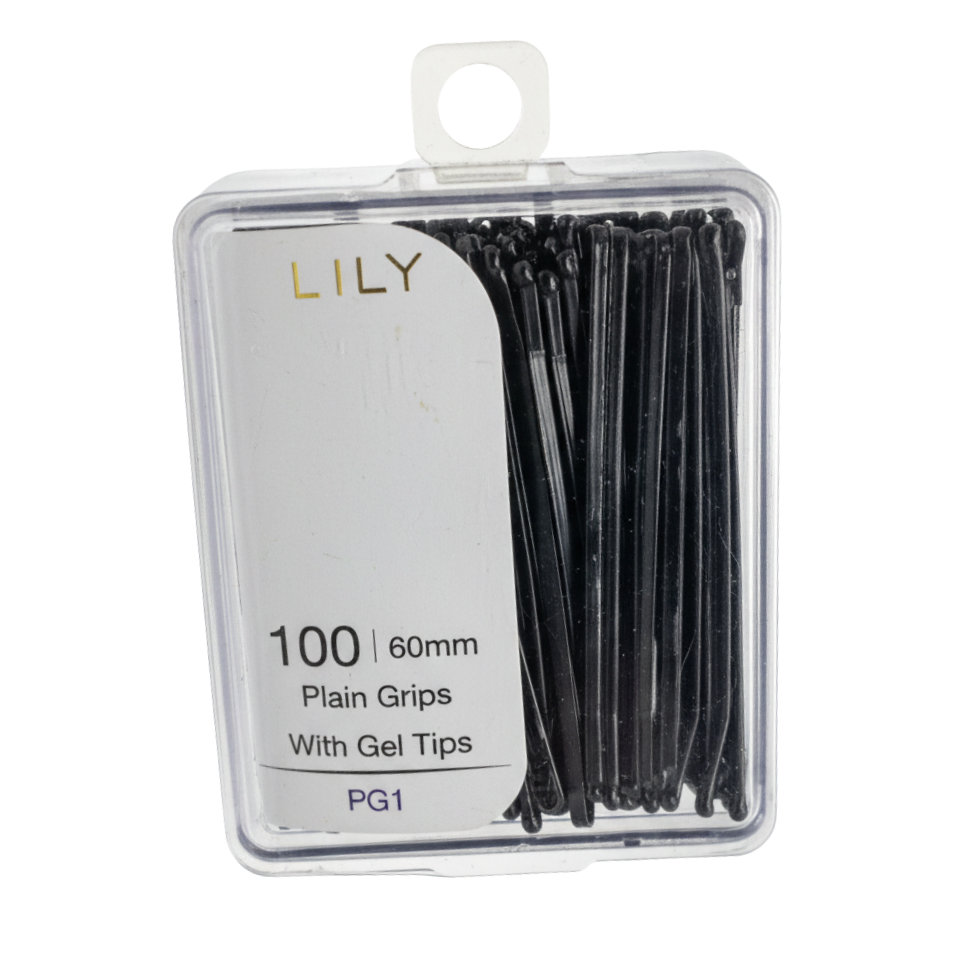 LILY 60mm plain hair grips with gel tips 100pcs salon styling pins strong hold comfortable hair accessories