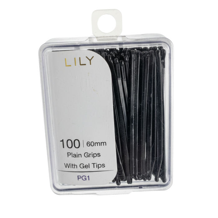 LILY 60mm Plain Hair Grips Gel Tips 100PCS | Salon Styling Pins PG1