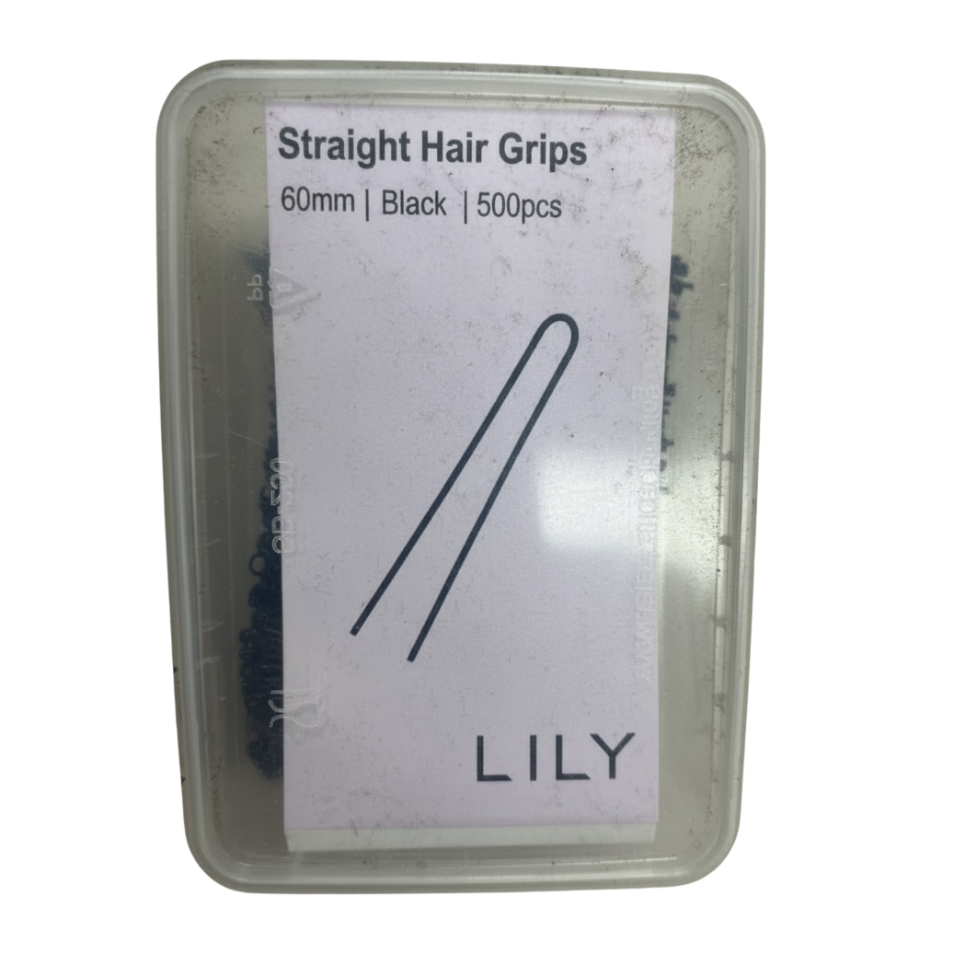 LILY 60mm straight black hair grips 500pcs strong salon styling pins for professional secure hair styling
