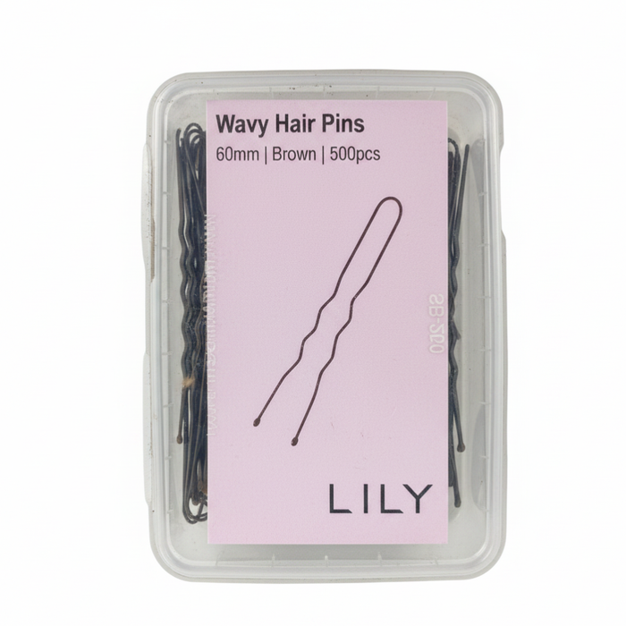 LILY 60mm Wavy Brown Hair Grips 500PCS | Salon Styling Pins Strong Hold