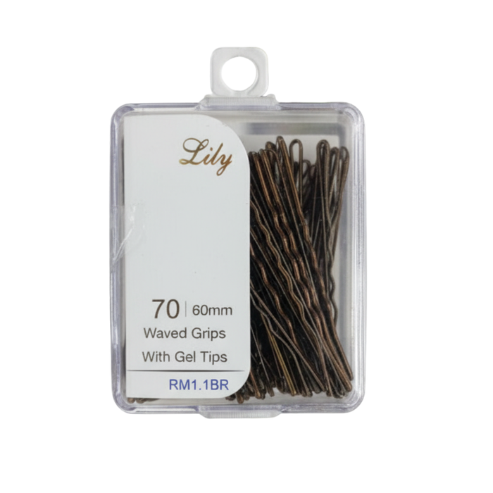 LILY 60mm Wavy Hair Grips Gel Tips 70PCS | Salon Styling Pins RM1.1BR