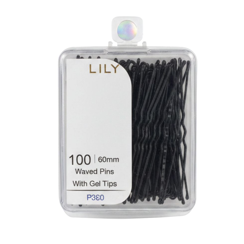 LILY 60mm wavy hair pins with gel tips 100pcs salon grip styling pins strong hold comfortable hair accessories