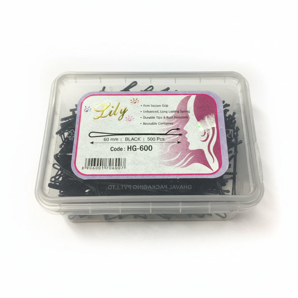 LILY HG-600 60mm black fasteners 500pcs durable plastic salon hair sectioning clips for professional styling