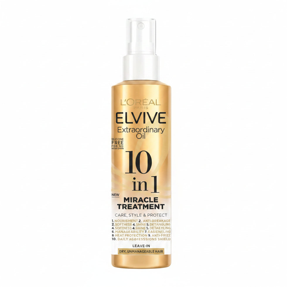 loreal elvive extraordinary oil 10 in 1 leave in spray 150ml for dry frizzy unmanageable hair smooth shiny protected