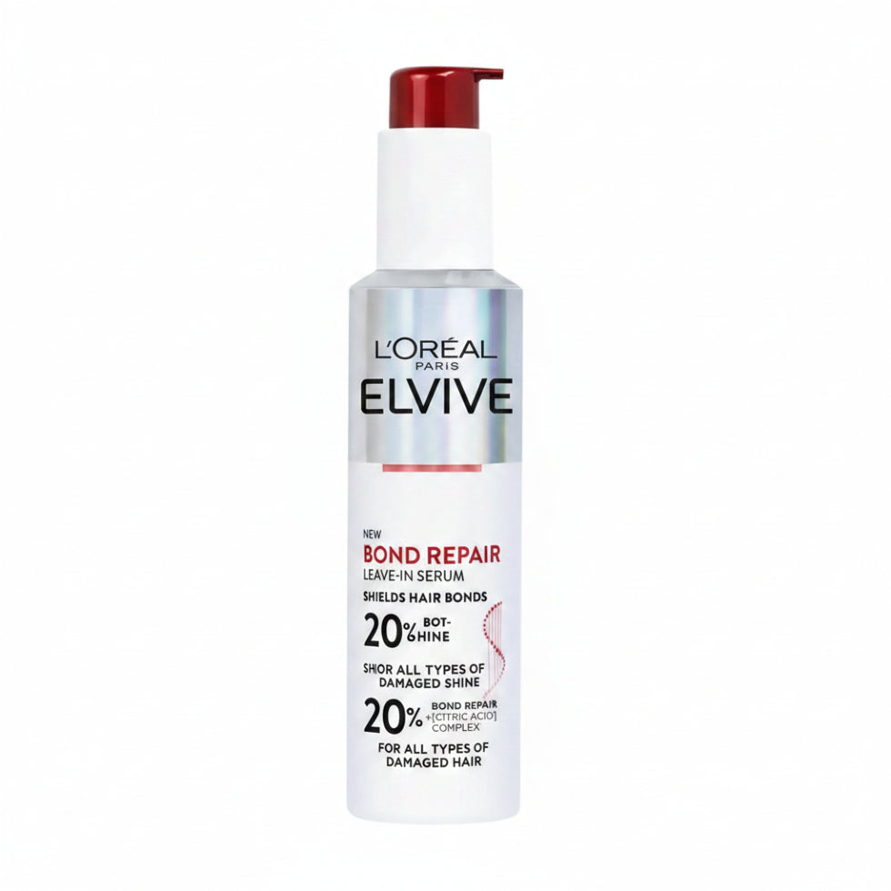 loreal elvive bond repair leave in serum 20 percent 150ml hair strengthening treatment reduces breakage repairs damaged hair adds shine frizz control
