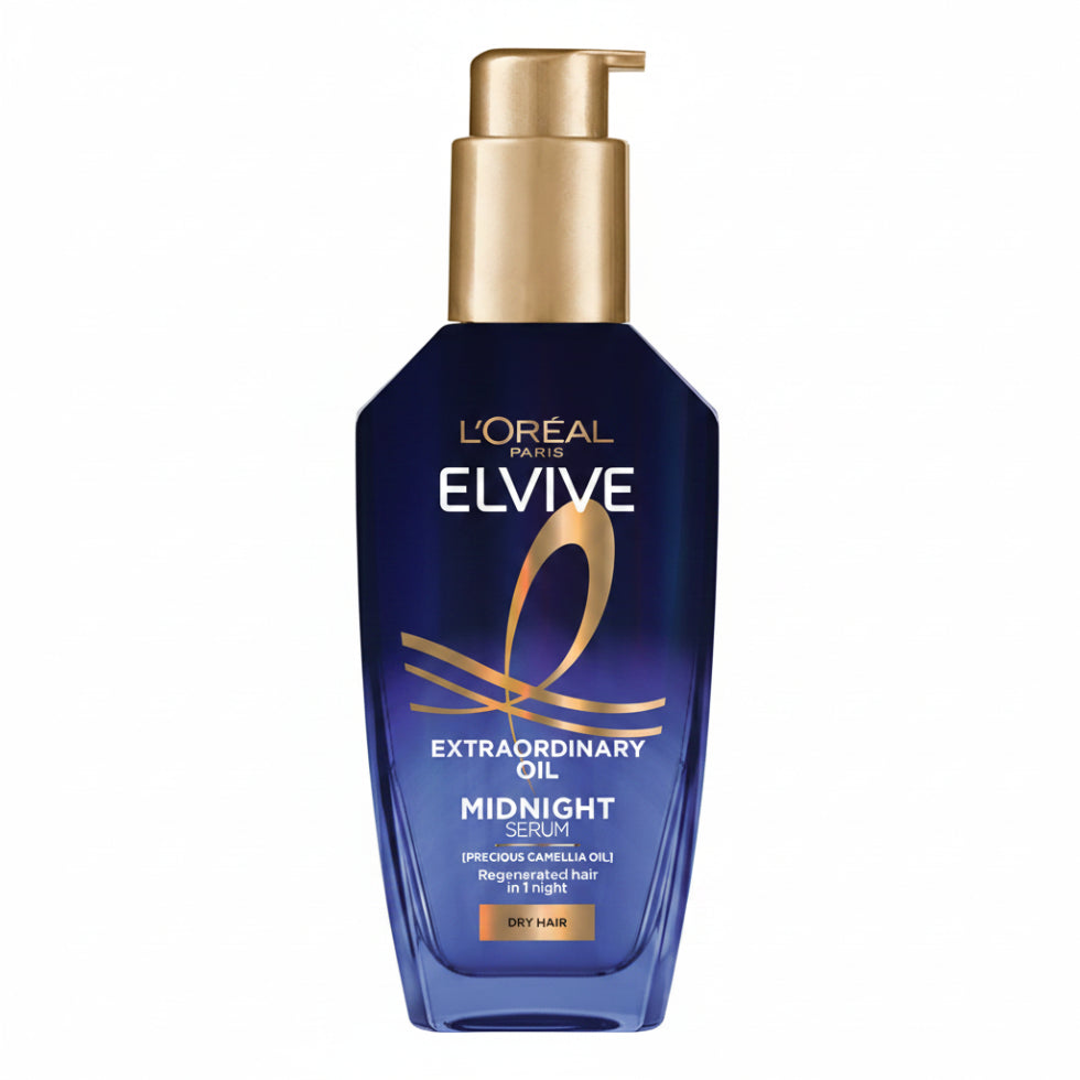 loreal elvive extraordinary oil midnight serum 100ml overnight hair treatment for frizz control smooth shiny hair
