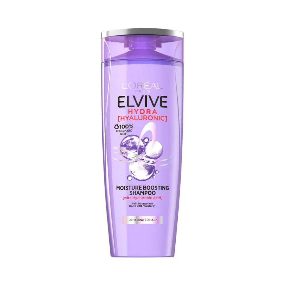loreal elvive hydra hyaluronic shampoo 400ml for dry hair hydration smooth shiny soft bouncy hair