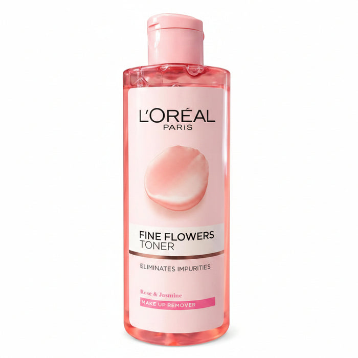 loreal paris fine flowers cleansing toner 400ml rose jasmine for normal dry sensitive skin gentle hydrating refreshing toner
