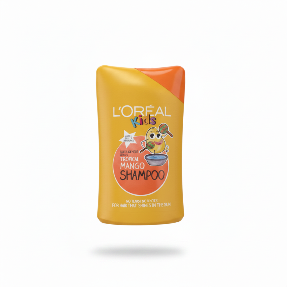 loreal kids tropical mango shampoo 250ml tear free gentle cleansing detangling soft shiny hair for kids
