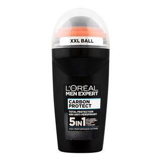 loreal men expert carbon protect roll on 50ml 5 in 1 deodorant for sweat odor stain protection long lasting freshness
