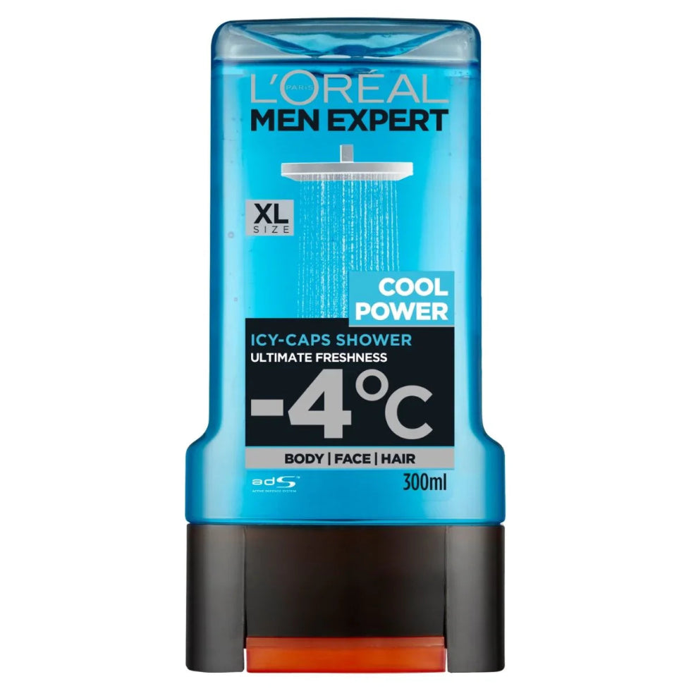 loreal men expert cool power shower gel xl 300ml 3 in 1 cooling body face hair wash for fresh clean feeling