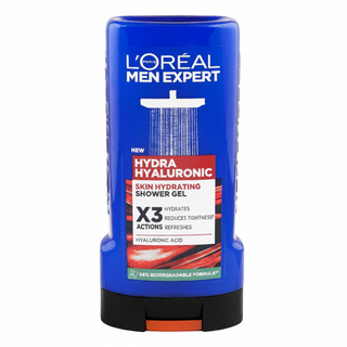 loreal men expert hydra hyaluronic shower gel 300ml 3 in 1 hydrating body face hair wash for soft fresh skin