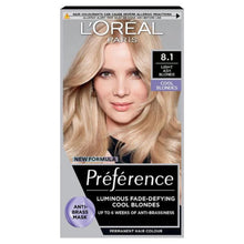 loreal paris preference 8.1 light ash blonde hair dye 200g permanent hair colour with cool ash blonde tones radiant shine and salon inspired finish
