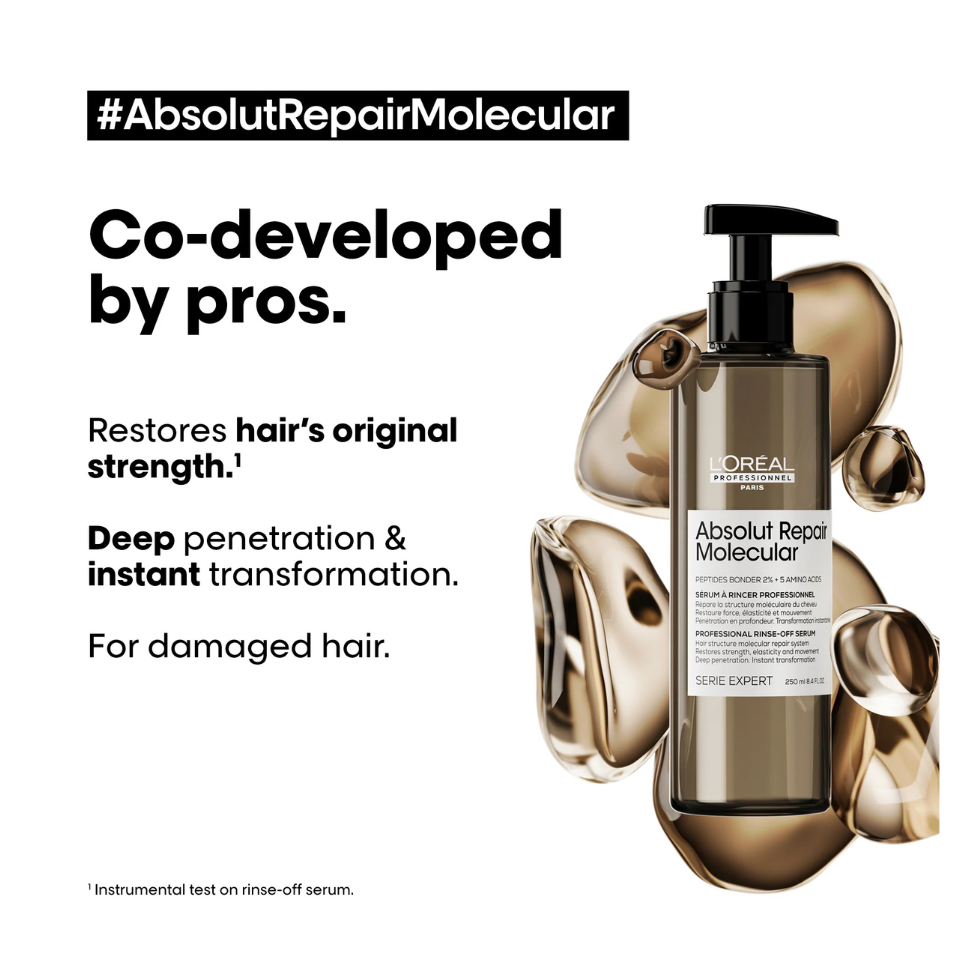 LOréal Professionnel Absolut Repair Molecular Rinse Off Serum 250ml for damaged hair repair and softness