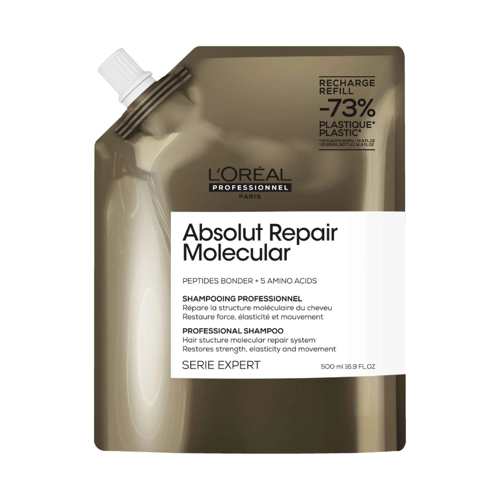 LOréal Professionnel Absolut Repair Molecular Shampoo Refill Pouch 500ml for damaged hair care