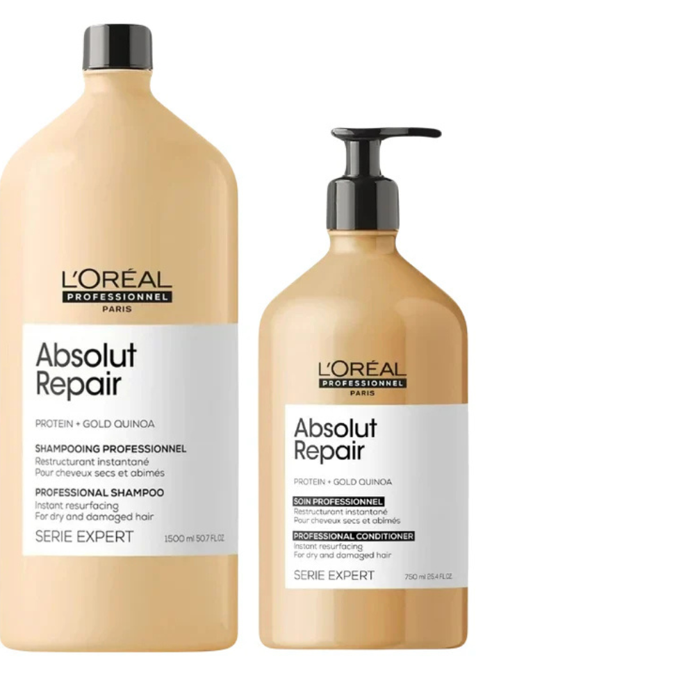 LOréal Professionnel Absolut Repair shampoo and conditioner set for damaged hair care and shine
