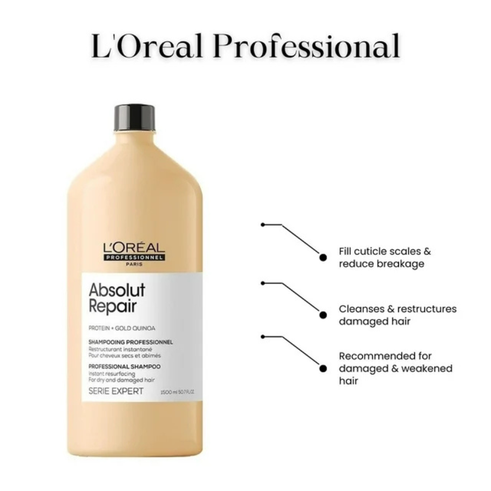 LOréal Professionnel Absolut Repair shampoo and conditioner set for damaged hair care and shine